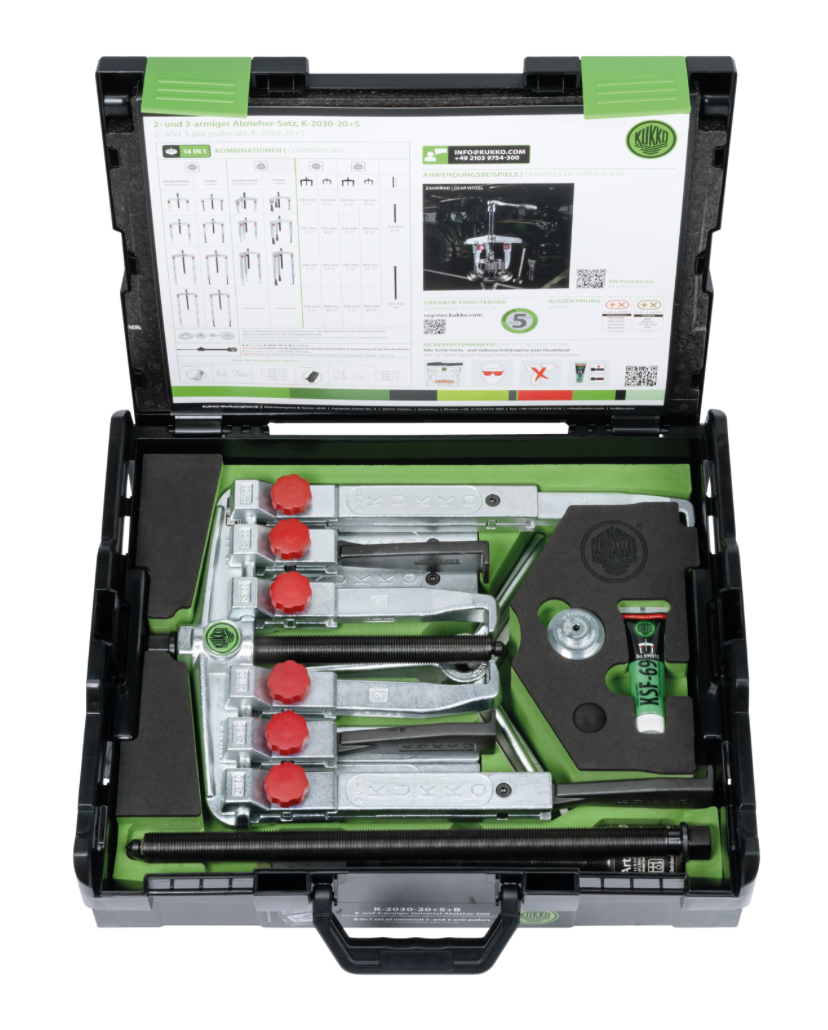 KUKKO K-2030-20+S+B Universal Hydraulic Puller Set – 16 Piece Kit