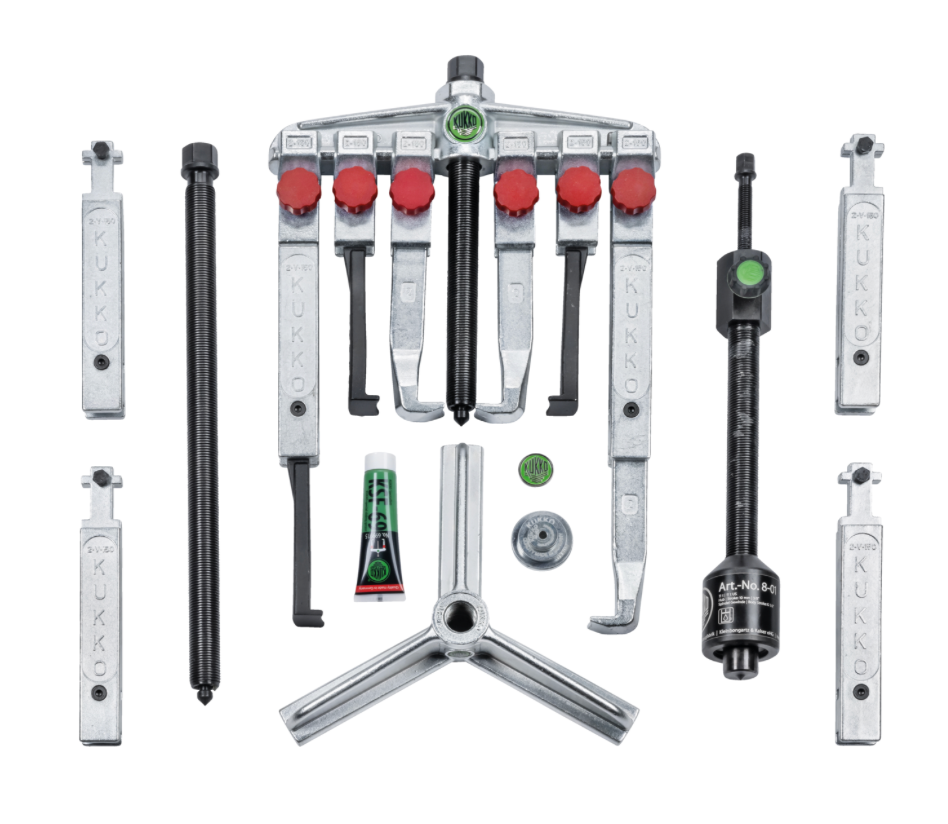 KUKKO K-2030-20+S+B Universal Hydraulic Puller Set – 16 Piece Kit