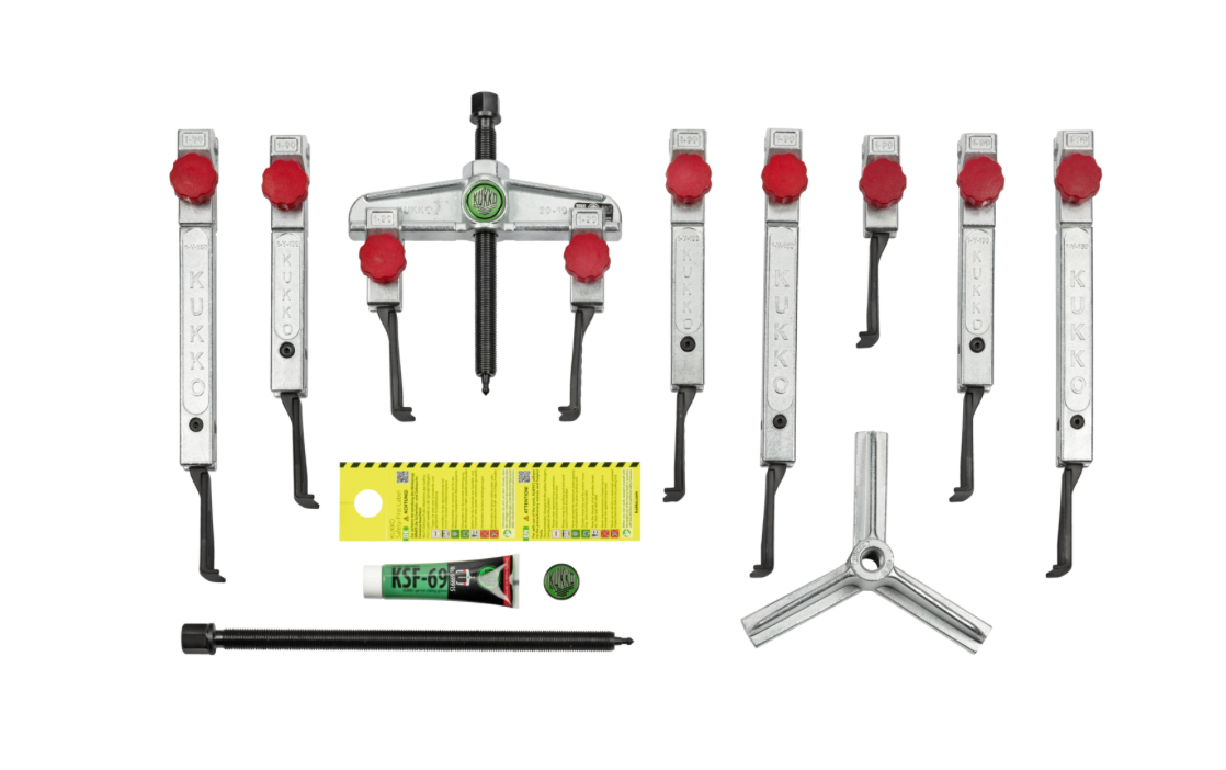 KUKKO K-2030-10+S Universal Puller Set – 13 Piece Quick-Adjust Kit